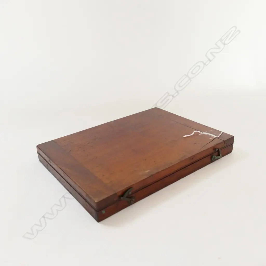 STANLEY WHITE METAL 360º PROTRACTOR  IN MAHOG CASE LABELLED J & W. E ARCHBUTT, LONDON Image 1++